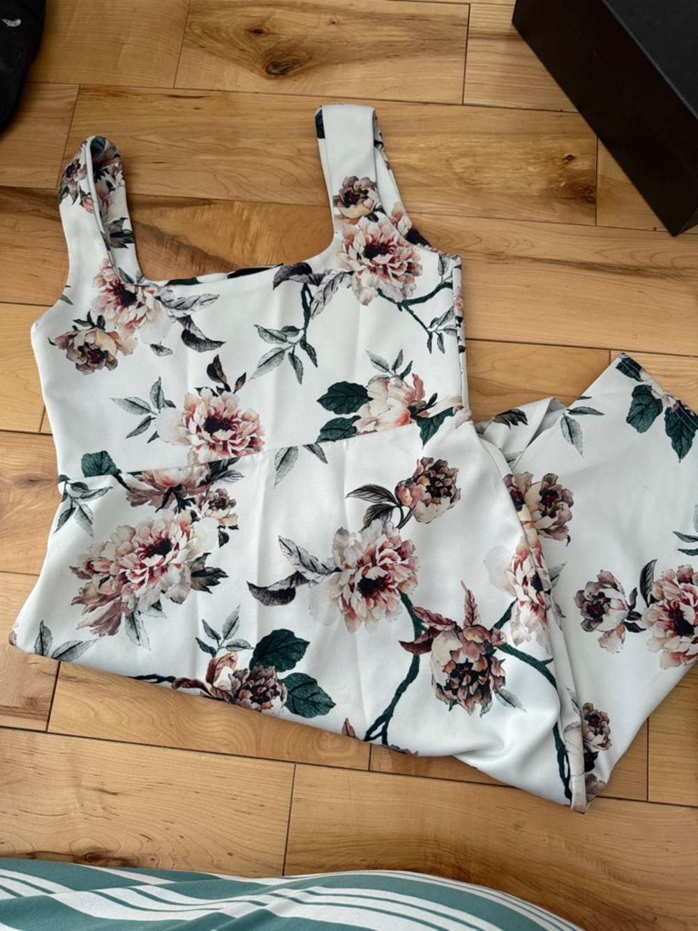 PrettyLittleThing White Floral Peplum Cami with Pink & Green Blooms